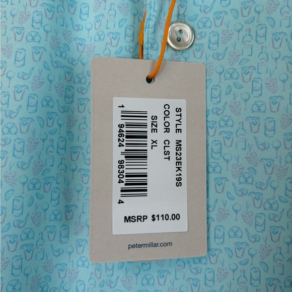 NWT Peter MIllar Blue Printed Cocktail Grapes Golf 3 Button Polo Size XL - Picture 6 of 6